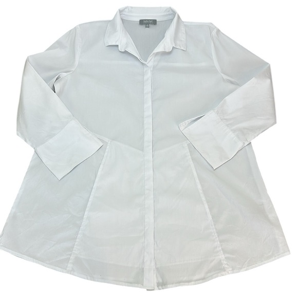 Habitat The One White Button Front Tunic Shirt S 3/4 Sleeves A-Line Pockets - Picture 3 of 15
